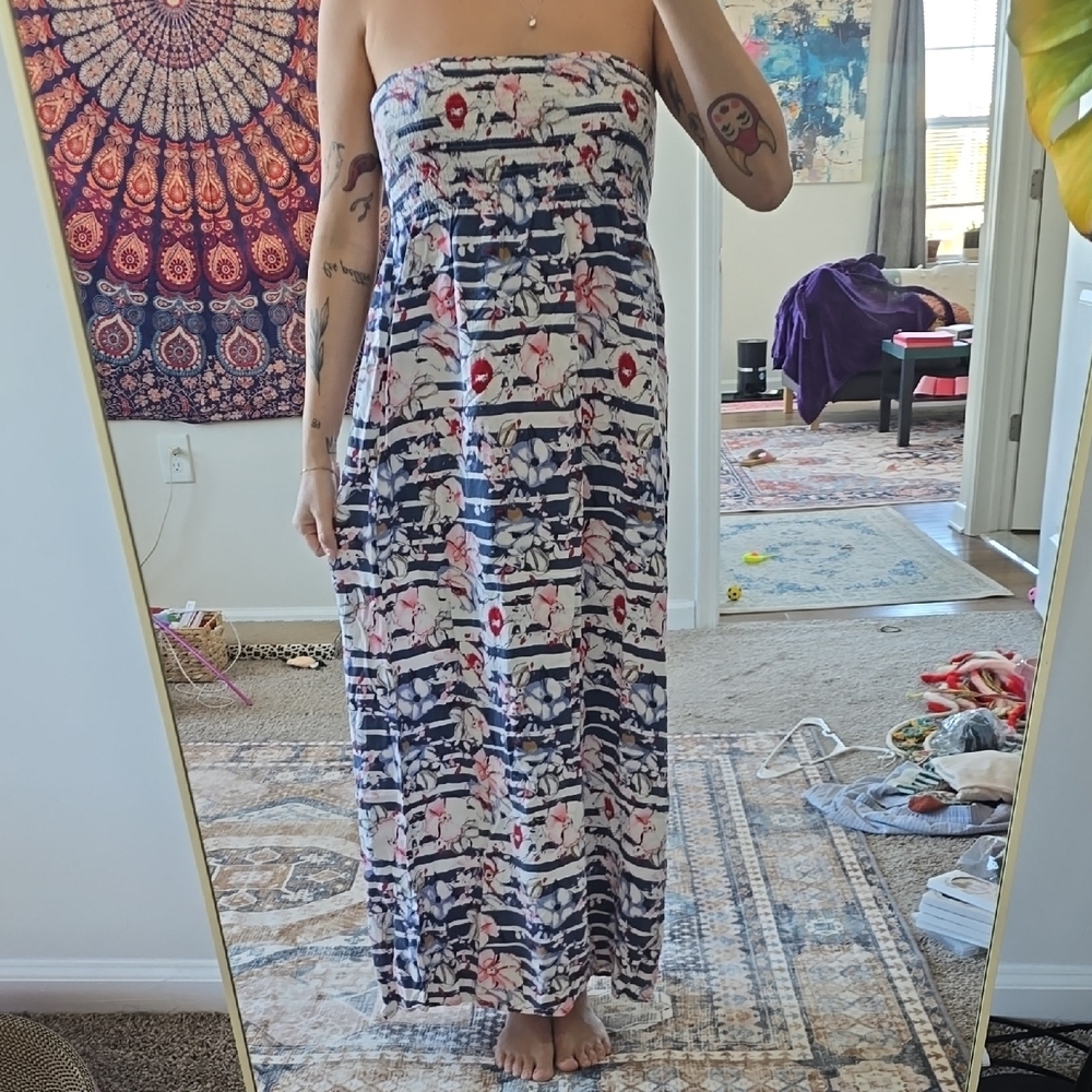 Strapless Floral Maxi Dress